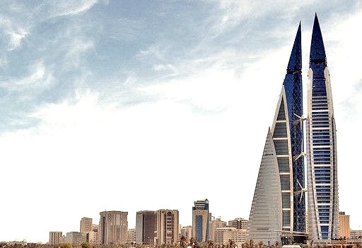 by SNIPER on Flickr.Panoramic view towards Bahrain World Trade Center in Manama.
