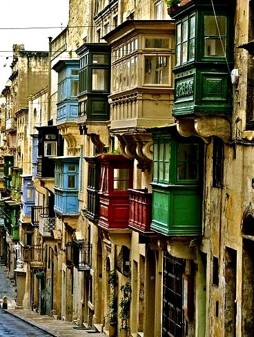 Colorful balconies in La Valletta, Malta