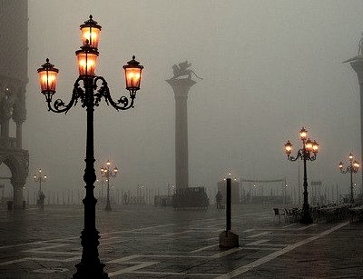 Lanterns In The Fog, Venice, Italy