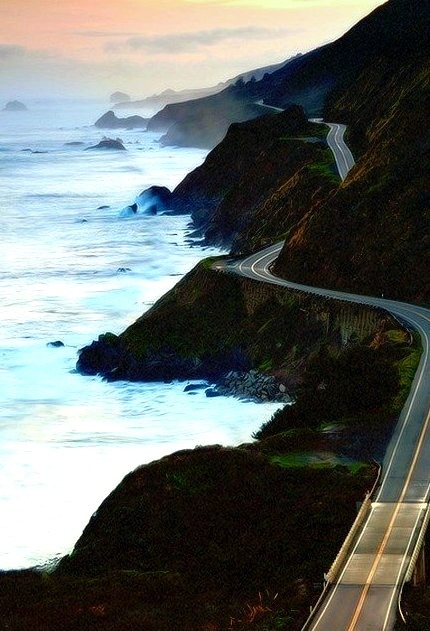 Sunset, Highway 1, Marin County, California