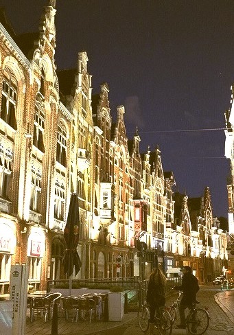 Streetview at night in Ghent, Belgium